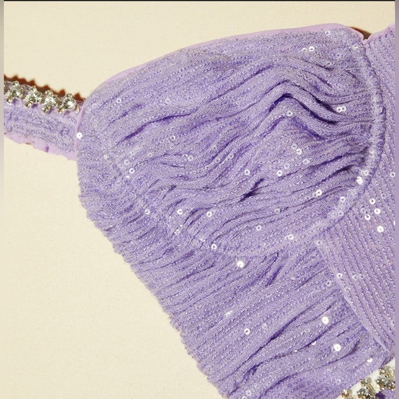 Self-Portrait lilac midi sequin dress gown NWT - Picture 5 of 11